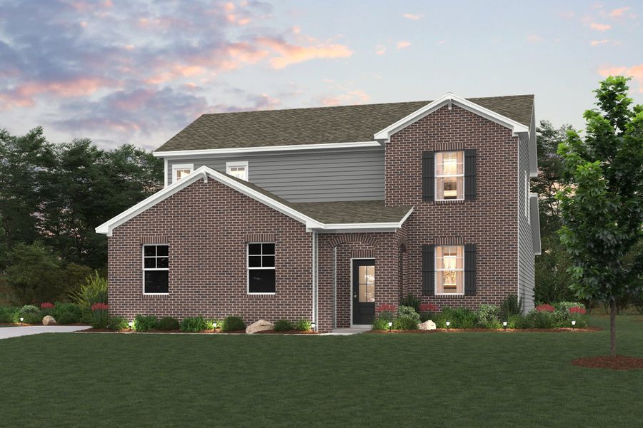 Front exterior of a new home in Averitt Landing, Lebanon, TN, highlighting curb appeal (Image 1).