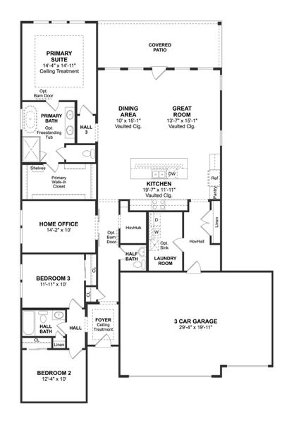 2D floor plan layout for the Santa Rosa II by K. Hovnanian® Homes in River Ranch Estates, Dayton, TX (Image 3). 2D floor plan layout for the Santa Rosa II by K. Hovnanian® Homes in River Ranch Estates, Dayton, TX (Image 3).