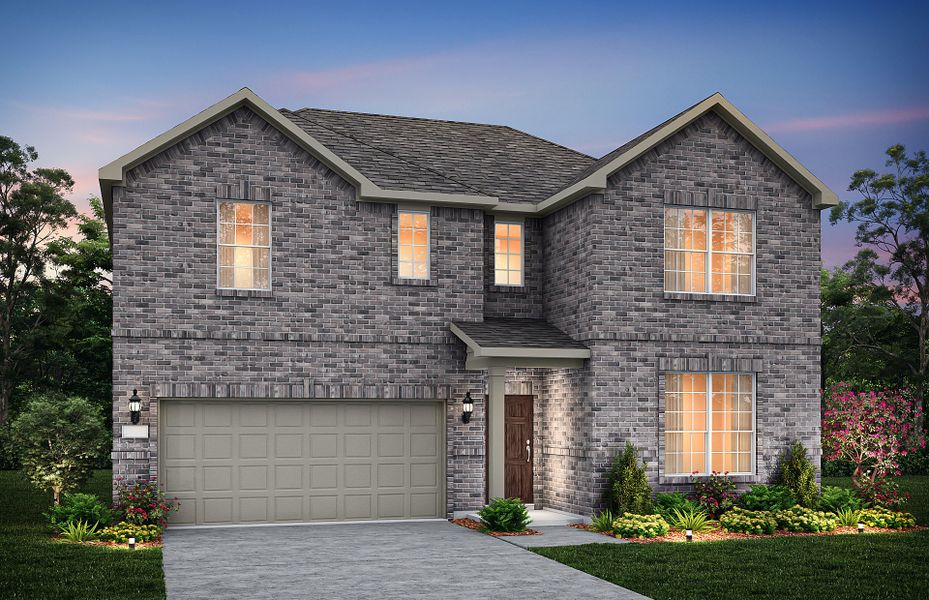 The Albany, a two-story home with 2-car garage, shown with Home Exterior 33