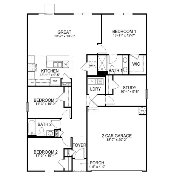 2D floor plan layout of this home in Waverly Station, Greenwood, SC (Image 5).