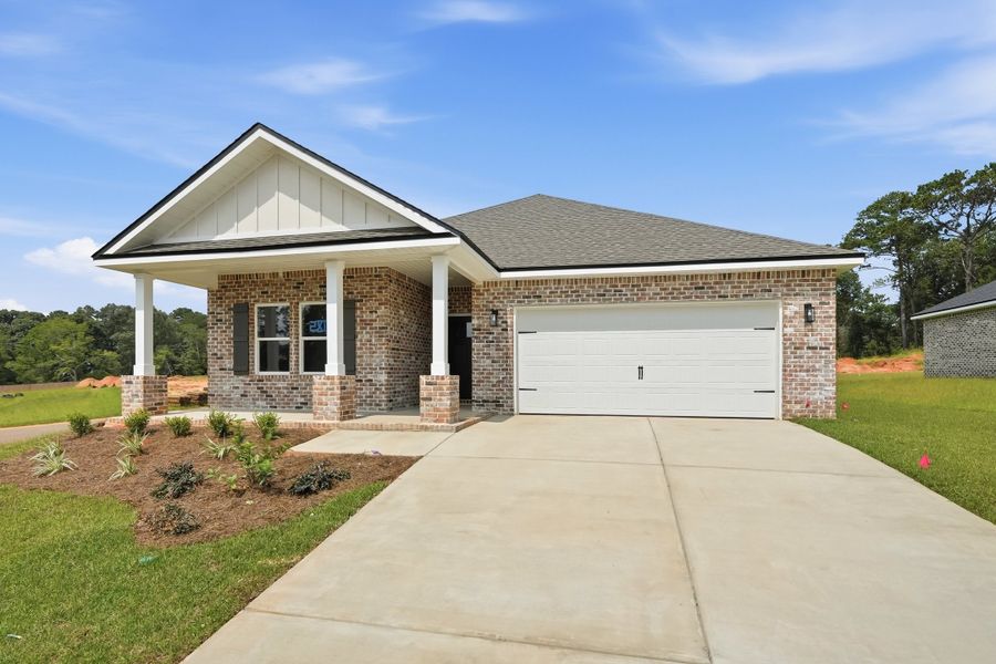 Front exterior of a new home in Barton's Bend, Crestview, FL, highlighting curb appeal (Image 2). Front exterior of a new home in Barton's Bend, Crestview, FL, highlighting curb appeal (Image 2).