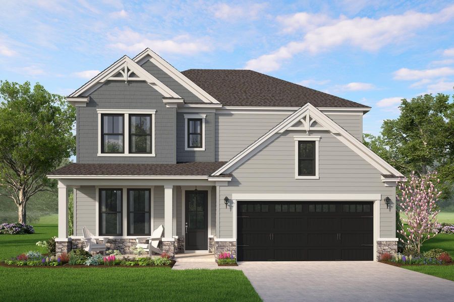 Front exterior of a new home in Huckleberry Estates, Conway, SC, highlighting curb appeal (Image 1). Front exterior of a new home in Huckleberry Estates, Conway, SC, highlighting curb appeal (Image 1).