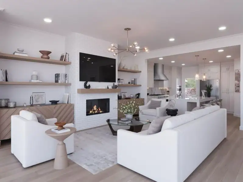 Virtual Images are temporary, photography coming soon to show the stunning finishes; including solid quartz slab surround on the fireplace, beautiful lighting, built ins, elegant spaces ready for you to decorate for the Holidays!