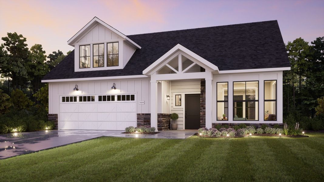 Representative exterior photo of a completed home built from the Palazzo by Epcon Communities in The Courtyards on the Greenway, Matthews, NC (Image 32).
