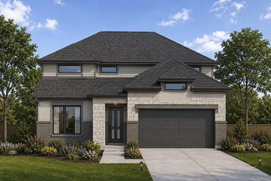 Representative exterior photo of a completed home built from the The Cambridge by Lillian Custom Homes in Tabor Ranch, Ponder, TX (Image 6).