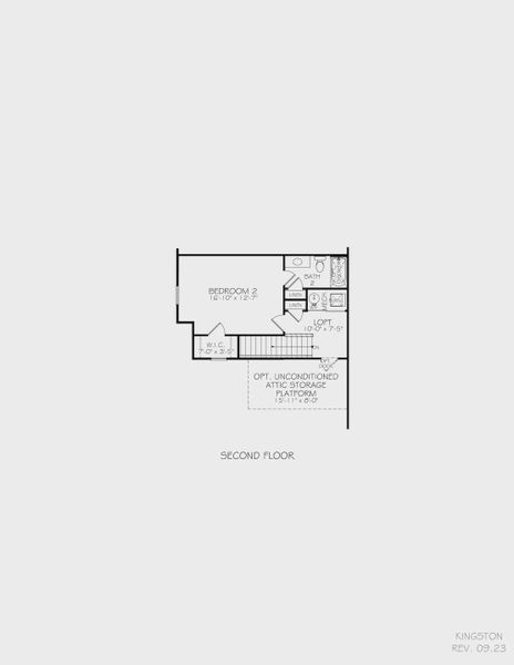 2D floor plan layout for the Kingston by Epcon Communities in The Courtyards at Oak Grove, Durham, NC (Image 19).