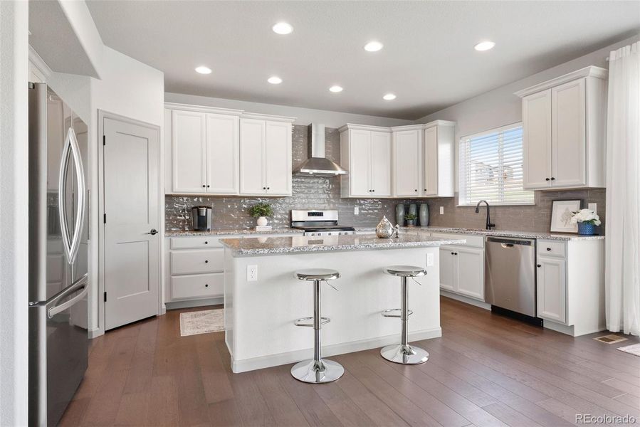 Bright & fresh island kitchen.