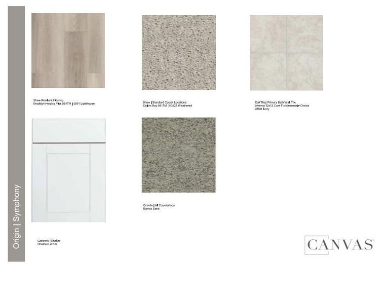 Design Selections.  Home is under construction and selections are subject to change.