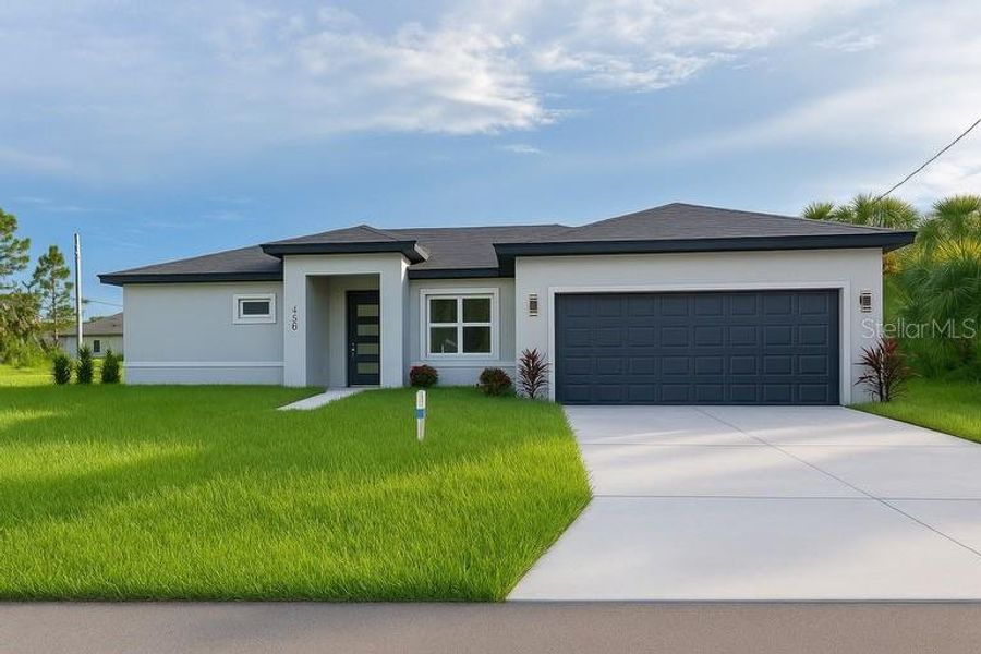 Front exterior of a new home in , Palm Bay, FL, highlighting curb appeal (Image 2). Front exterior of a new home in , Palm Bay, FL, highlighting curb appeal (Image 2).