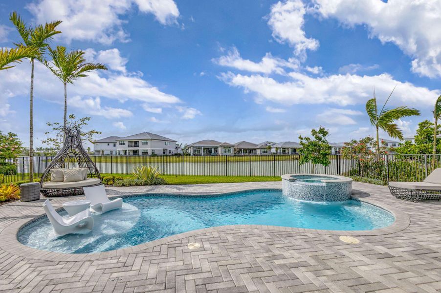 Exterior details and patio area of a home in Apex at Avenir, Palm Beach Gardens (Image 29).