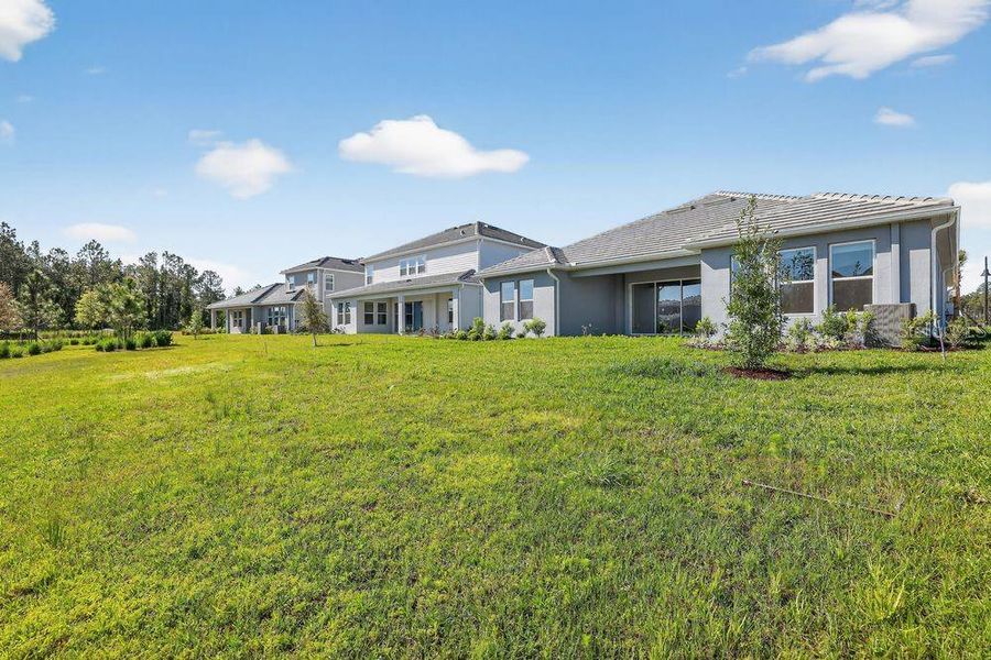 Exterior details and patio area of a home in Hammock at Two Rivers, Zephyrhills (Image 24).