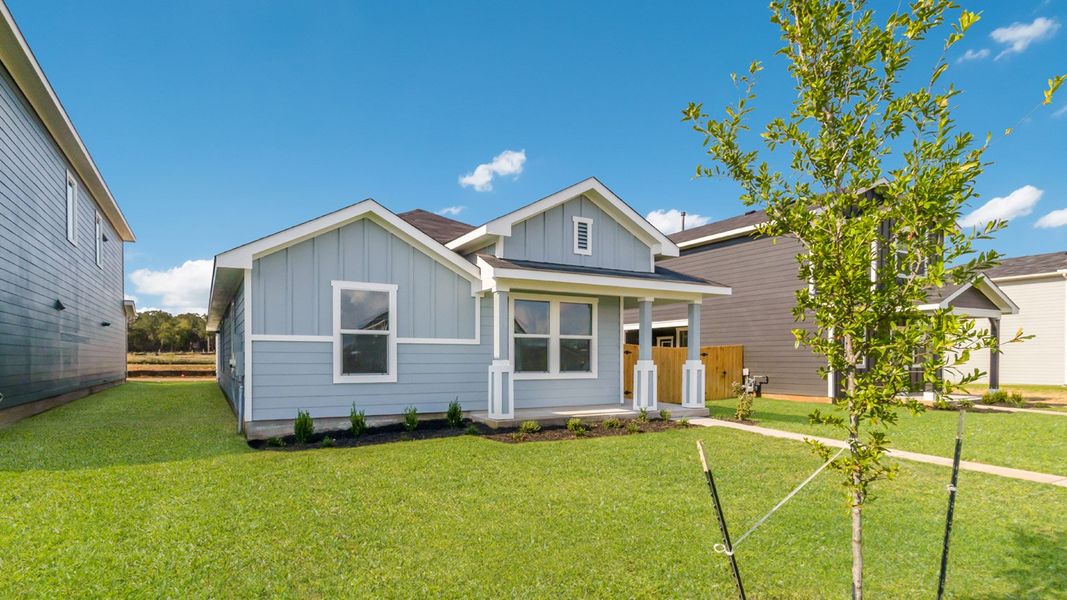 Representative exterior photo of a completed home built from the The Fenwick by D.R. Horton in Valverde, Bastrop, TX (Image 4). Representative exterior photo of a completed home built from the The Fenwick by D.R. Horton in Valverde, Bastrop, TX (Image 4).