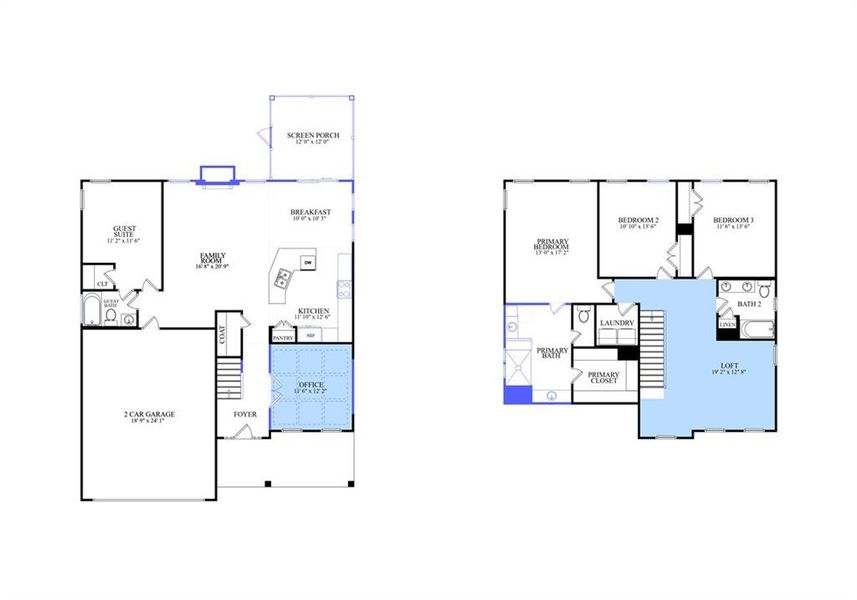 2D floor plan layout of this home in Twin Lakes, Hoschton, GA (Image 5).