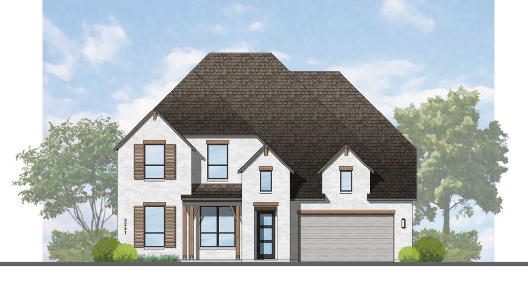Representative rendering of the exterior for the Millbeck Plan by Highland Homes (Image 2).