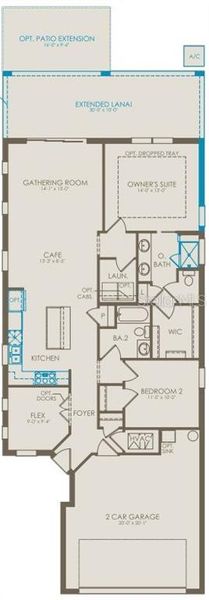 2D floor plan layout of this home in Del Webb Minneola, Minneola, FL (Image 2). 2D floor plan layout of this home in Del Webb Minneola, Minneola, FL (Image 2).
