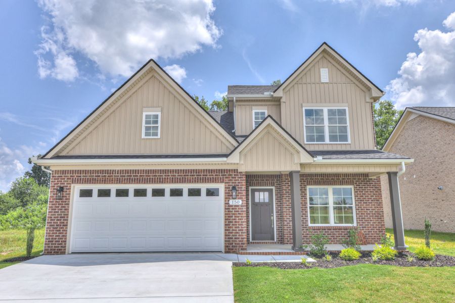 Front exterior of a new home in Legacy Preserve, Tullahoma, TN, highlighting curb appeal (Image 2).
