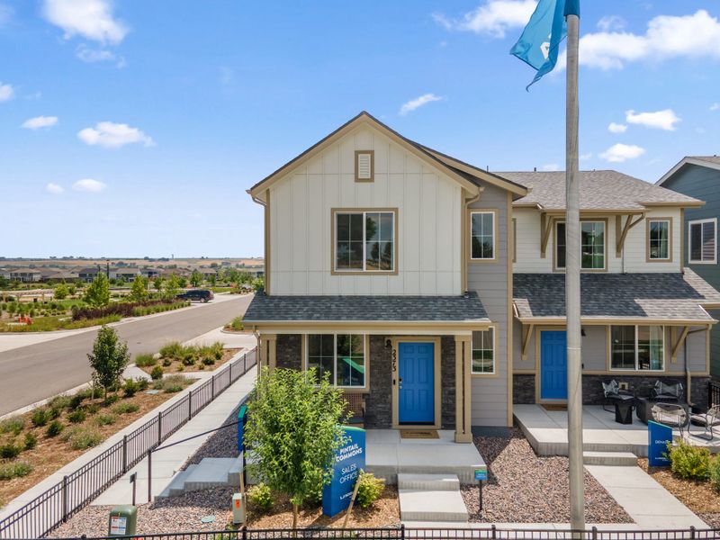 Representative exterior photo of a completed home built from the Biscayne by Landsea Homes in Pintail Commons at Johnstown Village, Johnstown, CO (Image 25).