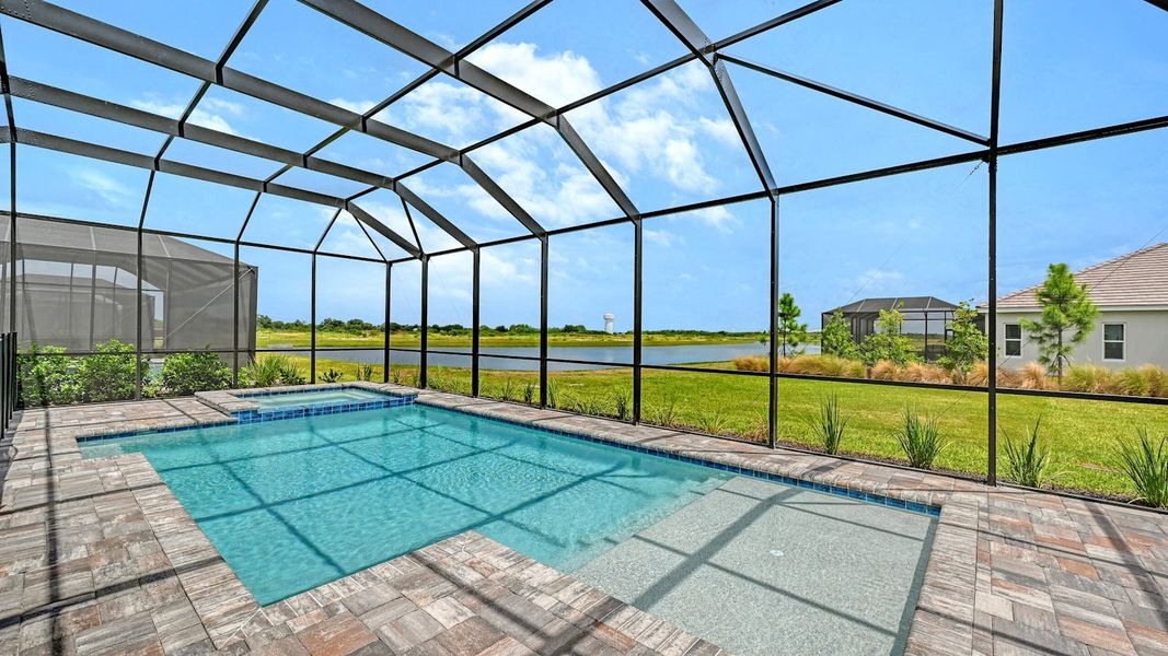 Exterior details and patio area of a home in Palm Grove Real Estate and Homes for Sale in Lakewood Ranch, FL - Neal Communities, Bradenton (Image 20).