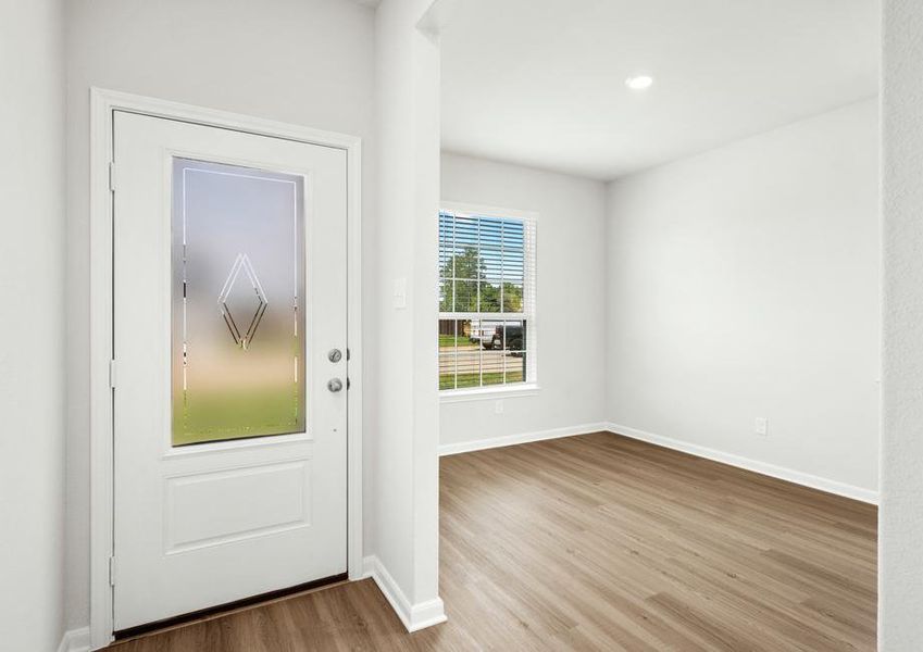 The formal dining room is off the foyer.