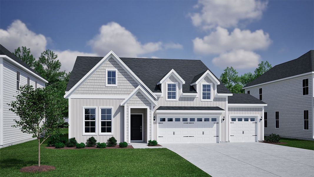 Representative exterior photo of a completed home built from the Elliott - Vanguard Collection by Mungo Homes in Ovation at Sweetbrier, Durham, NC (Image 2).