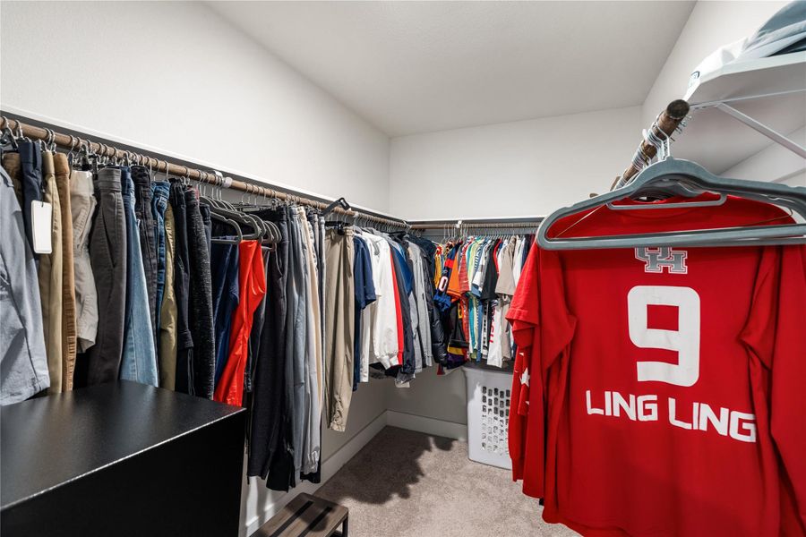 Designed to keep daily routines organized, the walk-in closet provides generous hanging space and room for additional shelving, dressers, or custom storage solutions.
