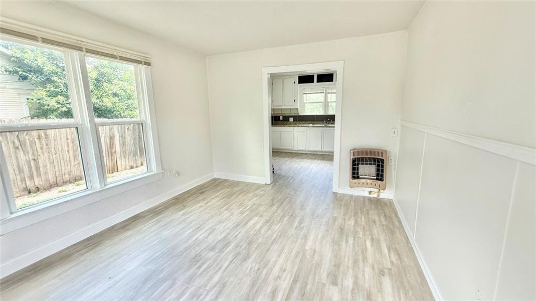 Livingroom looking from the front door towards kitchen.