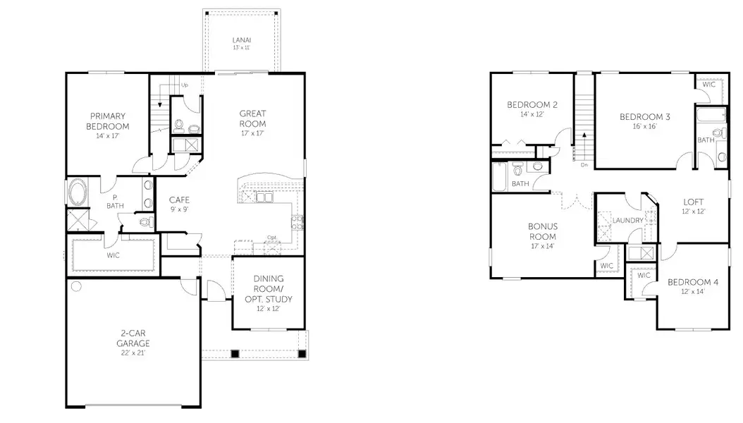 2D floor plan layout for the St. Johns - 50' Homesites by Dream Finders Homes in Wilford Preserve, Orange Park, FL (Image 3).