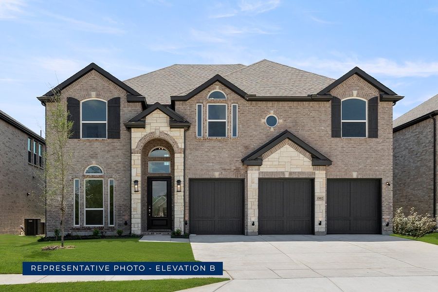 Representative exterior photo of a completed home built from the Boston 2F (w/Media) by First Texas Homes in Spiritas Ranch, Little Elm, TX (Image 11).