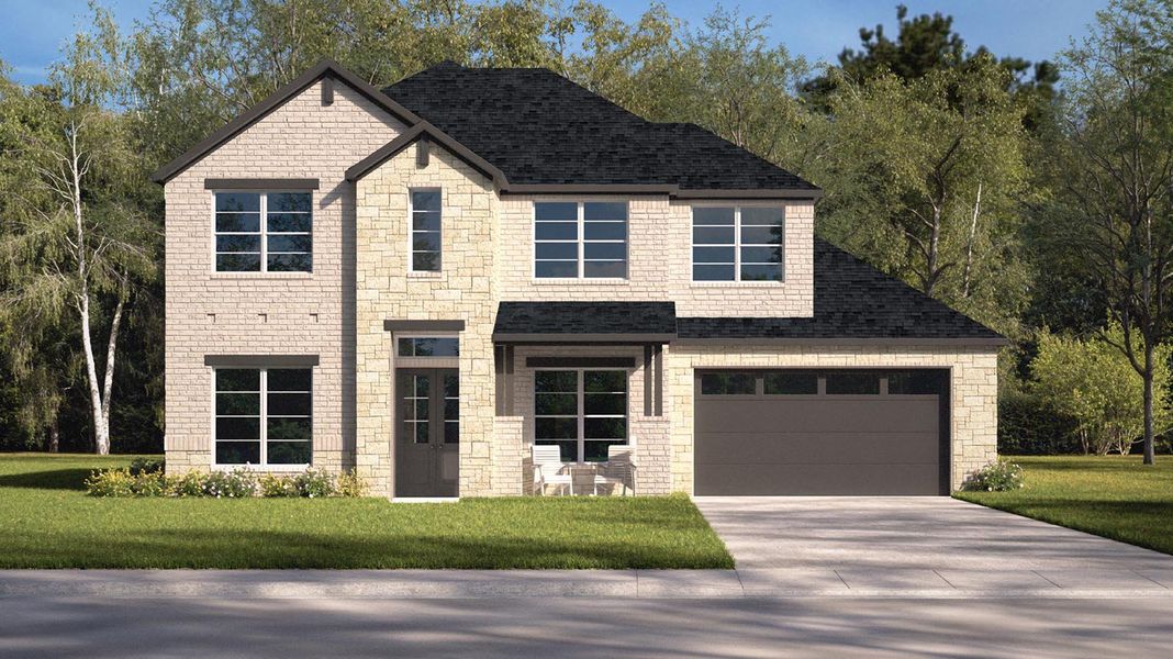 Representative exterior photo of a completed home built from the Milan by D.R. Horton in Friendswood Trails, Friendswood, TX (Image 1). Representative exterior photo of a completed home built from the Milan by D.R. Horton in Friendswood Trails, Friendswood, TX (Image 1).
