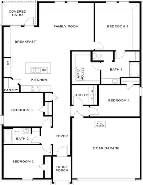 2D floor plan layout of this home in Stonewyck Farms, Ennis, TX (Image 2). 2D floor plan layout of this home in Stonewyck Farms, Ennis, TX (Image 2).
