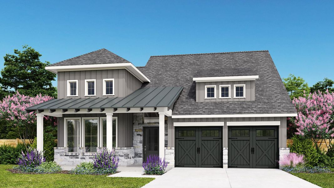 Front exterior of a new home in Easton Park, Austin, TX, highlighting curb appeal (Image 4).