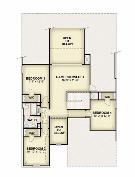 2D floor plan layout for the Hero by Rockwell Homes in Wildflower Ranch, Fort Worth, TX (Image 6). 2D floor plan layout for the Hero by Rockwell Homes in Wildflower Ranch, Fort Worth, TX (Image 6).