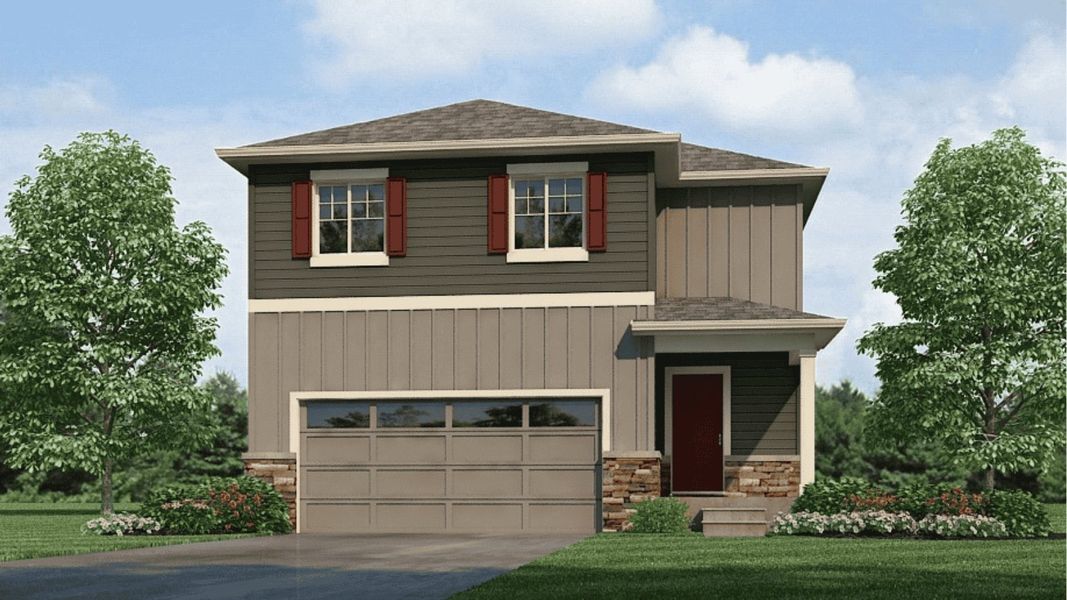 Representative exterior photo of a completed home built from the Pine by D.R. Horton in Granary, Johnstown, CO (Image 19).