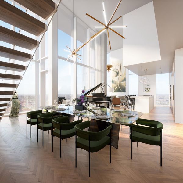 Modern elegance meets breathtaking views in this light-filled living space. Floor-to-ceiling windows frame the stunning Texas Hill Country and UT campus, while the open-concept design seamlessly connects the living, dining and kitchen areas. Neutral tones, sleek finishes, and contemporary furnishings create a sophisticated yet inviting ambiance.(Rendering of PH #2703, inquire for more details of available penthouse units including PH #2702.) Modern elegance meets breathtaking views in this light-filled living space. Floor-to-ceiling windows frame the stunning Texas Hill Country and UT campus, while the open-concept design seamlessly connects the living, dining and kitchen areas. Neutral tones, sleek finishes, and contemporary furnishings create a sophisticated yet inviting ambiance.(Rendering of PH #2703, inquire for more details of available penthouse units including PH #2702.)