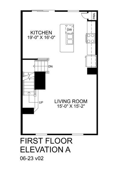 2D floor plan layout for the Beethoven Front Entry by Ryan Homes in Sunset Creek Townhomes, Charlotte, NC (Image 1). 2D floor plan layout for the Beethoven Front Entry by Ryan Homes in Sunset Creek Townhomes, Charlotte, NC (Image 1).