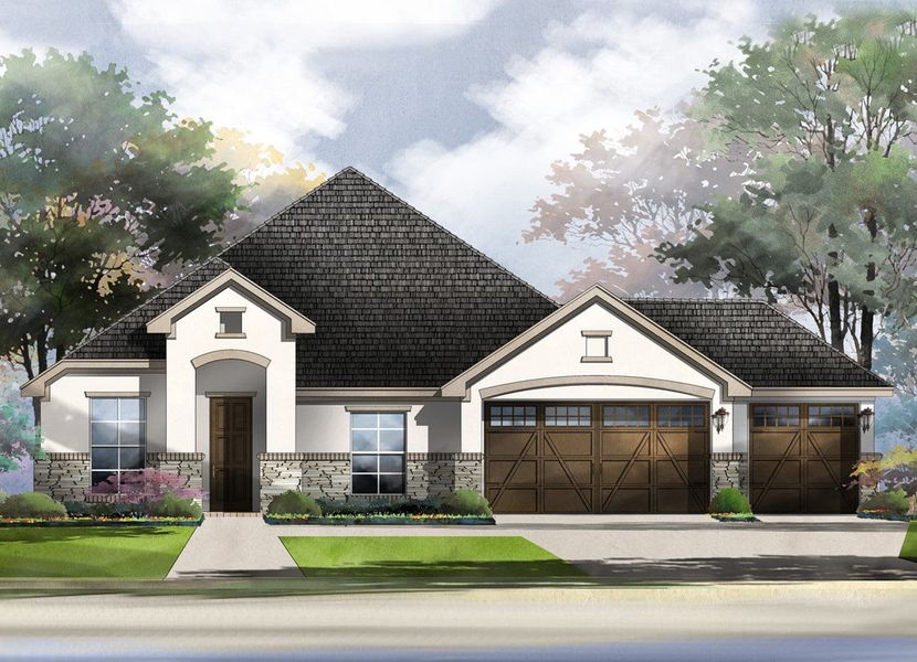 Frisco II Floor Plan in The Colony, Bastrop | Sitterle Homes Elevation C Frisco II Floor Plan in The Colony, Bastrop | Sitterle Homes Elevation C