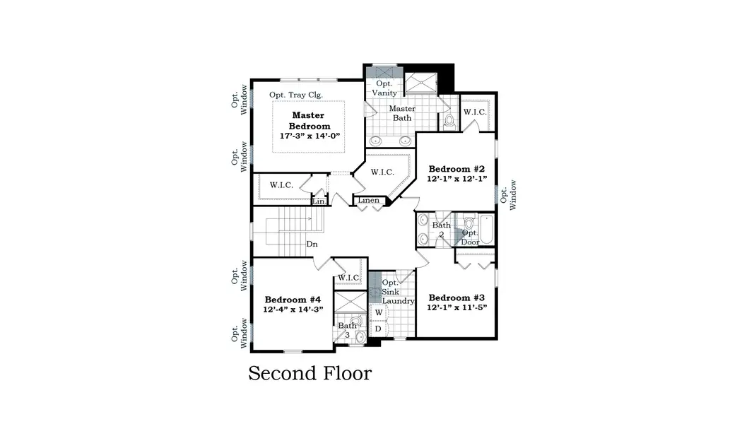 2D floor plan layout for the The Chesterfield Side Entry by Norfolk Homes in Fosdick Glen of Saline, Saline, MI (Image 6).