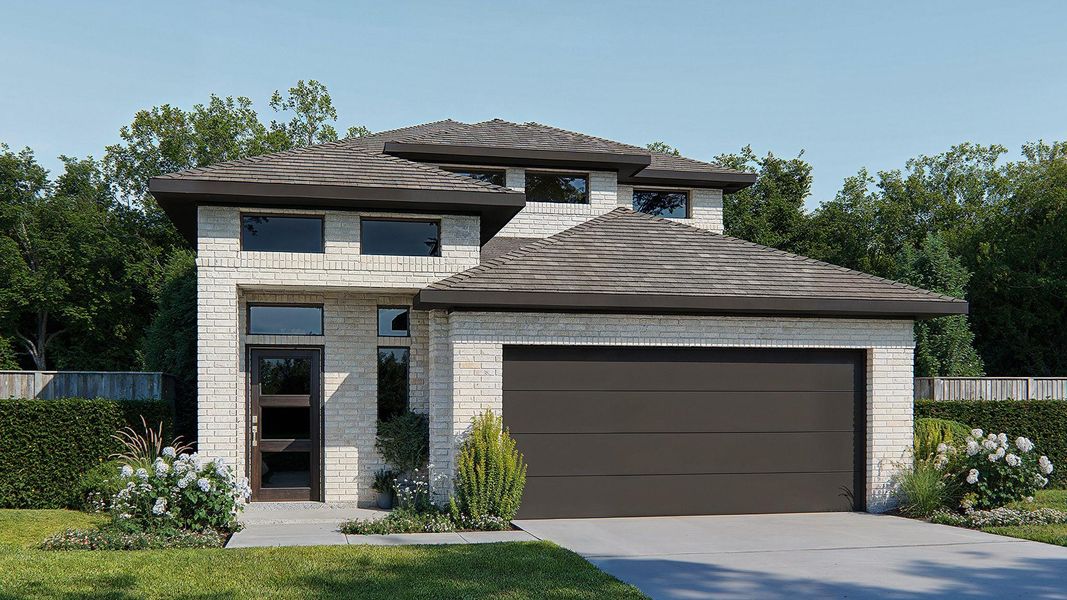 Front exterior of a new home in Candela, Richmond, TX, highlighting curb appeal (Image 1). Front exterior of a new home in Candela, Richmond, TX, highlighting curb appeal (Image 1).