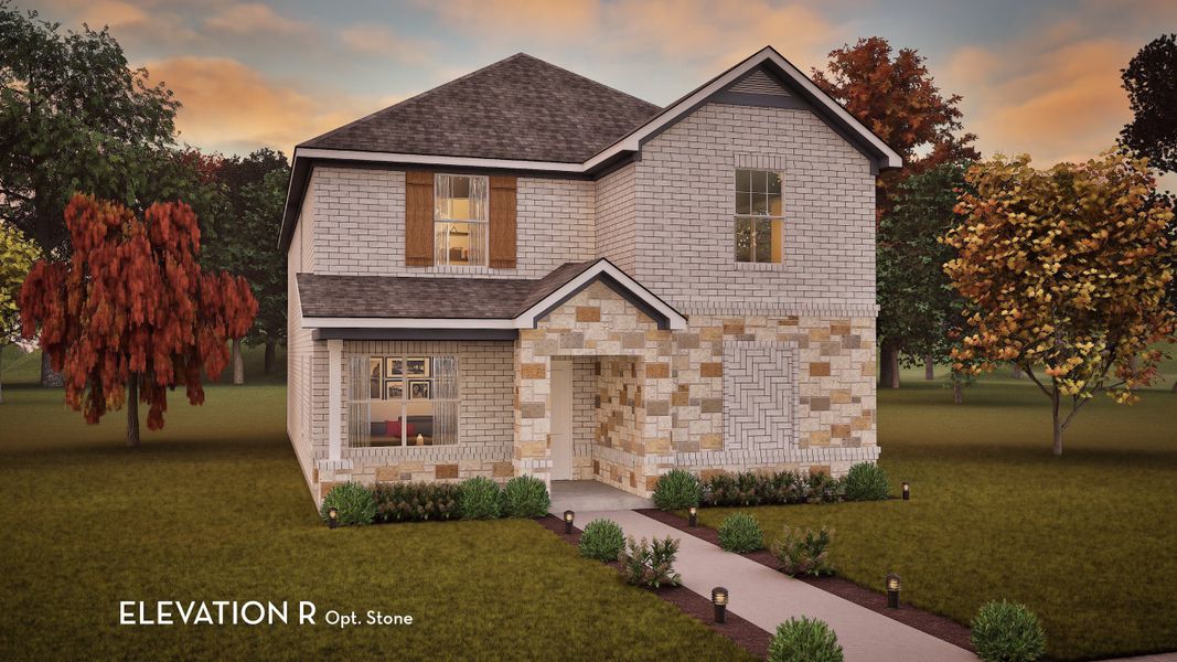 Representative exterior photo of a completed home built from the Sapphire by CastleRock Communities in Infinity Square, Kyle, TX (Image 15).