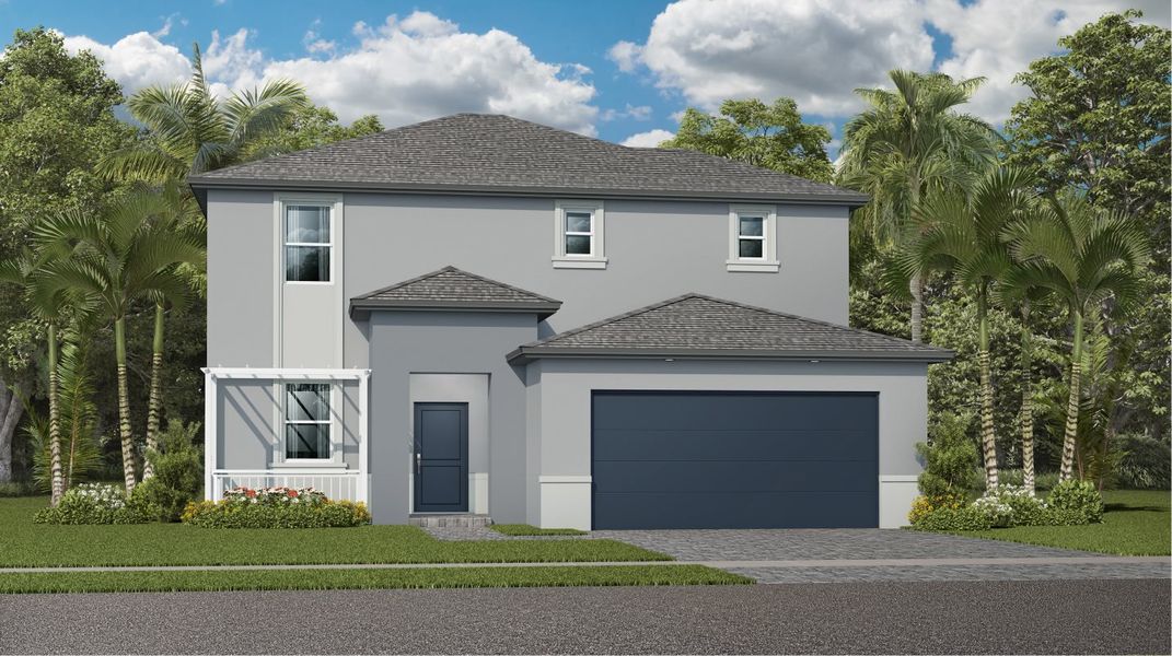 Front exterior of a new home in Acacia Groves, Miami, FL, highlighting curb appeal (Image 1). Front exterior of a new home in Acacia Groves, Miami, FL, highlighting curb appeal (Image 1).