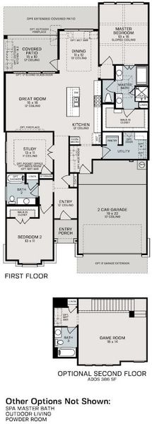 2D floor plan layout for the Kendalia by Sitterle Homes in Comanche Trace, Kerrville, TX (Image 3). 2D floor plan layout for the Kendalia by Sitterle Homes in Comanche Trace, Kerrville, TX (Image 3).