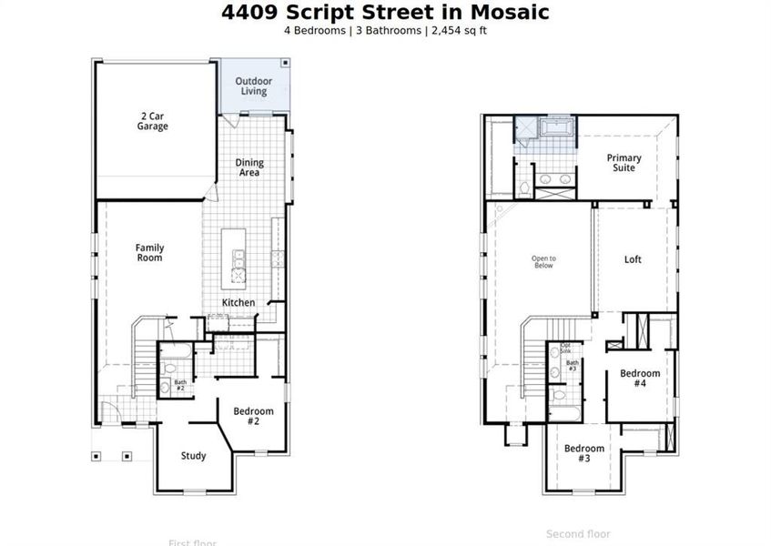 2D floor plan layout of this home in Mosaic: 40ft. lots, Celina, TX (Image 3).