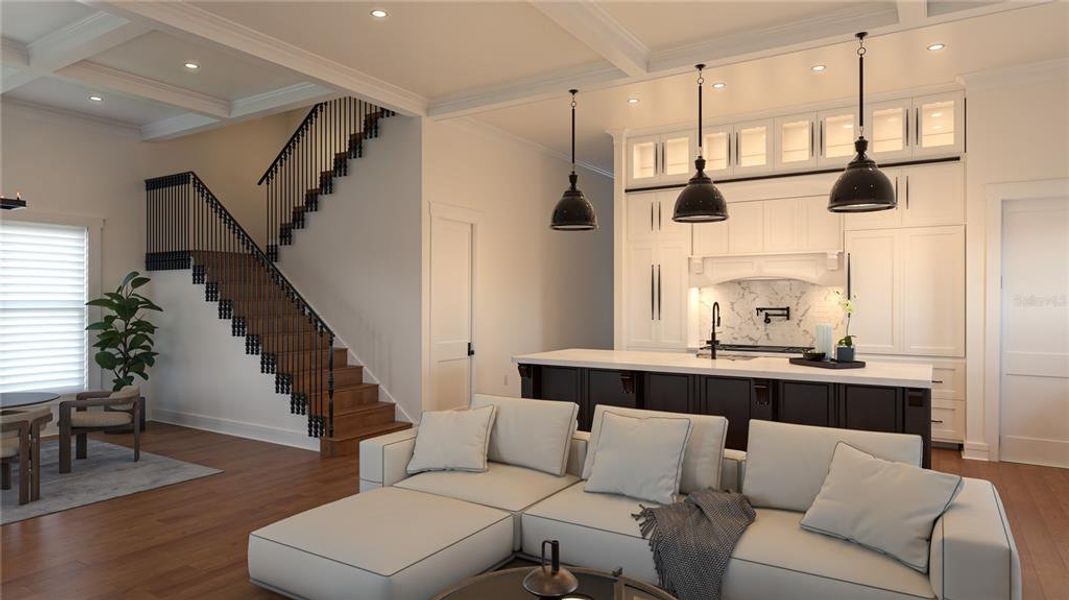 Living Room with Kitchen