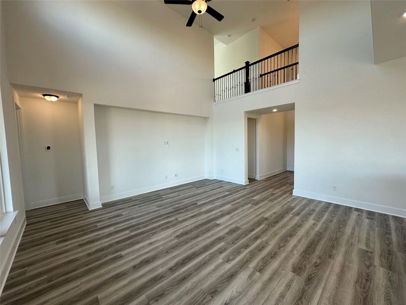 Family Room with soaring ceiling