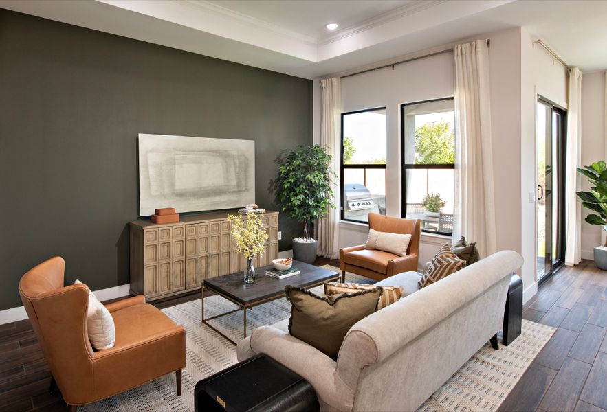 Great room with coffered ceiling Great room with coffered ceiling