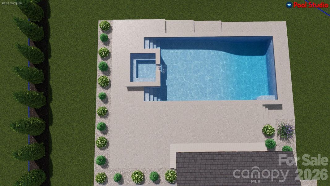 Sample Pool designed by Ozone Pools for this home --not included in price.
