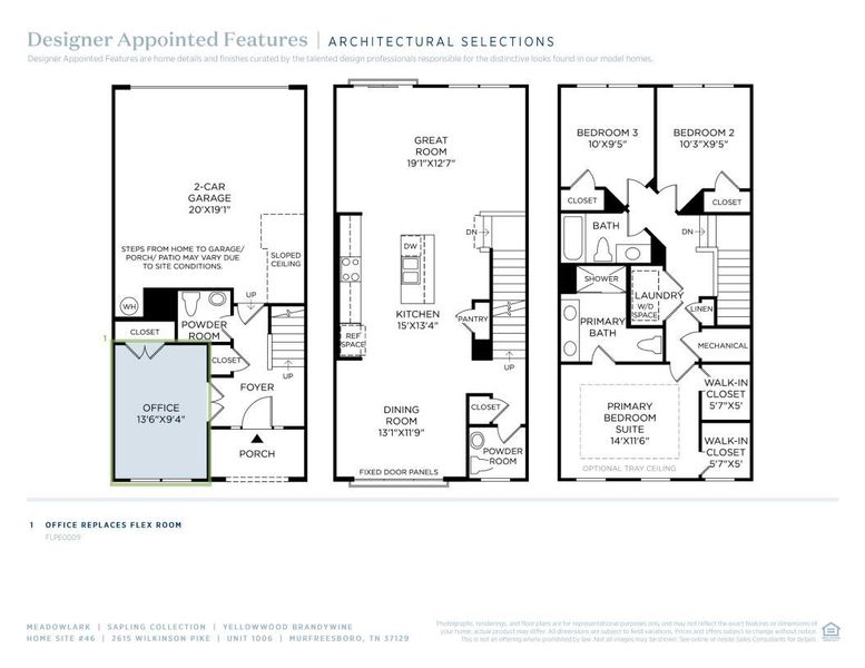 2D floor plan layout of this home in Meadowlark - Sapling Collection, Murfreesboro, TN (Image 6).