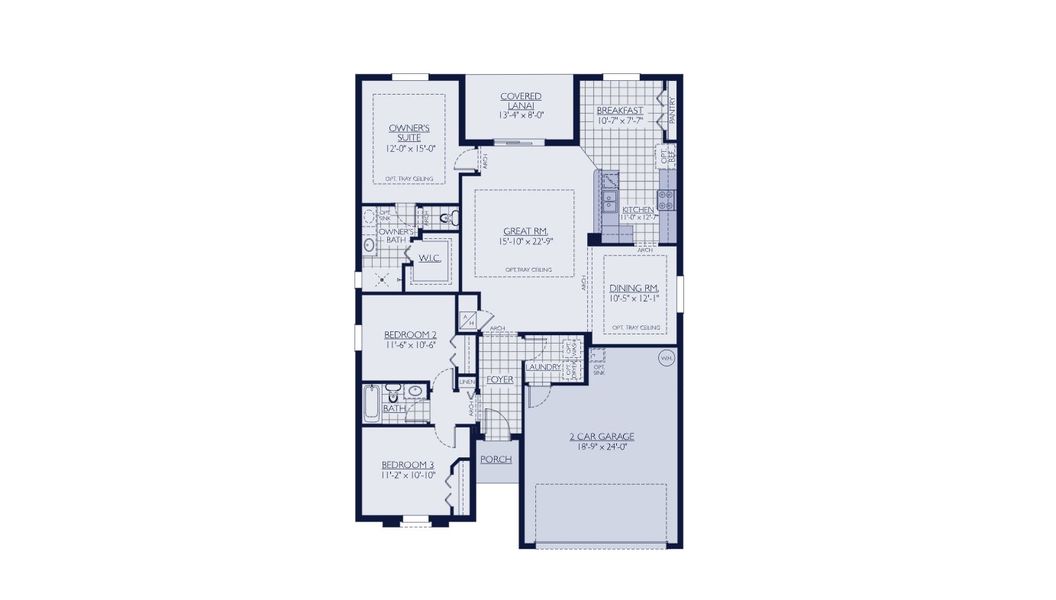 2D floor plan layout for the Juno by William Ryan Homes in Southern Hills Plantation, Brooksville, FL (Image 25).