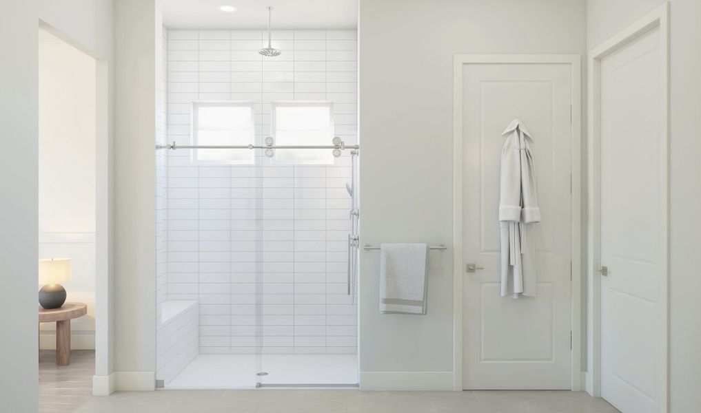 Primary bath with glass shower enclosure Primary bath with glass shower enclosure