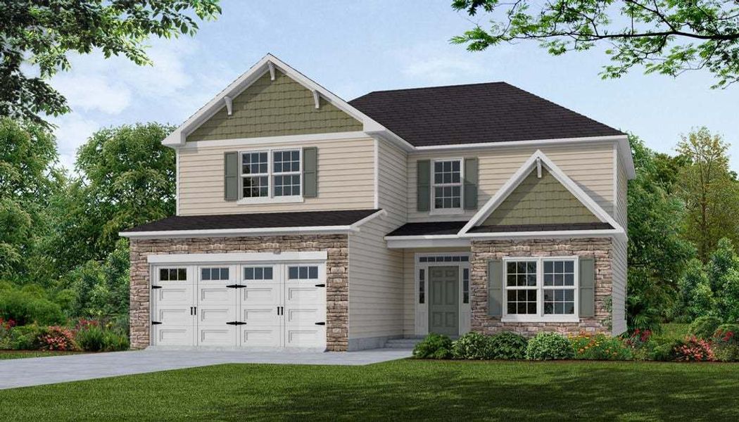 Representative exterior photo of a completed home built from the Aberdeen by Caviness & Cates Communities in Bartlett Manor, Youngsville, NC (Image 1).